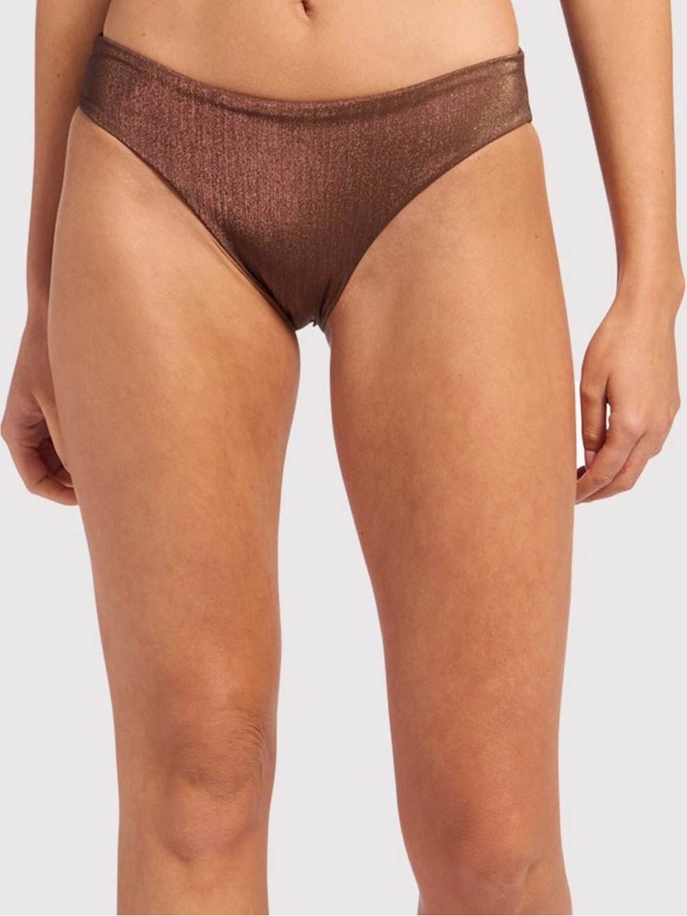 Nuuds Women's Shimmery Brown Low rise Bikini Bottoms Size M